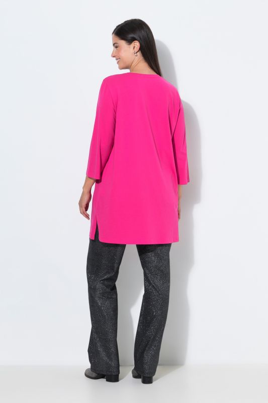 Merry Christmas Glitter Print 3/4 Sleeve Tunic Tee