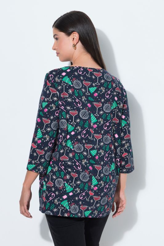 Festive Christmas Print 3/4 Sleeve Tee