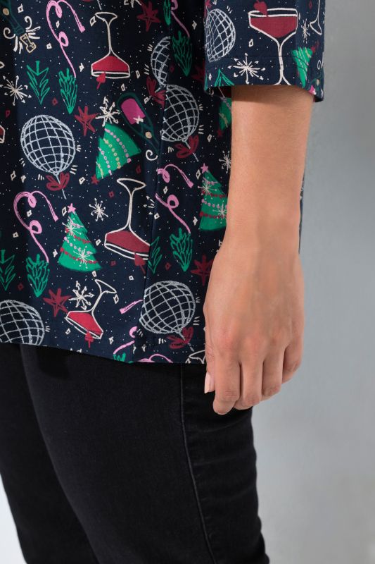 Festive Christmas Print 3/4 Sleeve Tee