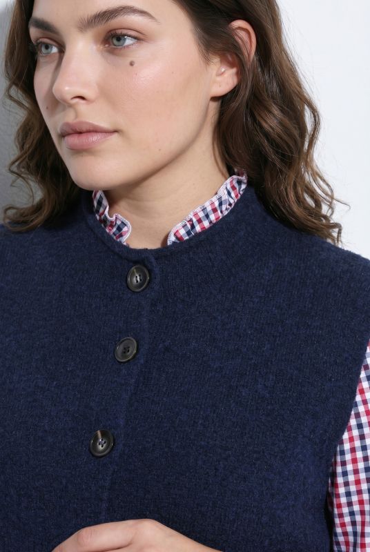 Rolled Edge Button-Down Sweater Vest