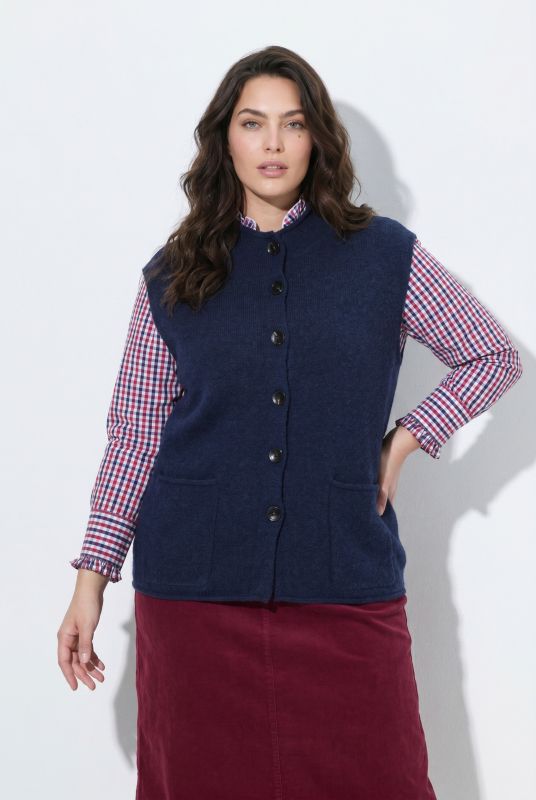 Rolled Edge Button-Down Sweater Vest