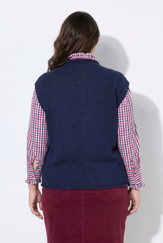 Rolled Edge Button-Down Sweater Vest