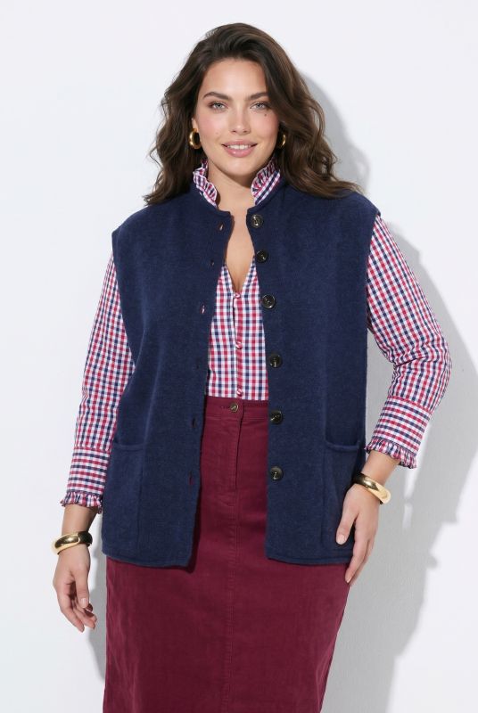 Rolled Edge Button-Down Sweater Vest