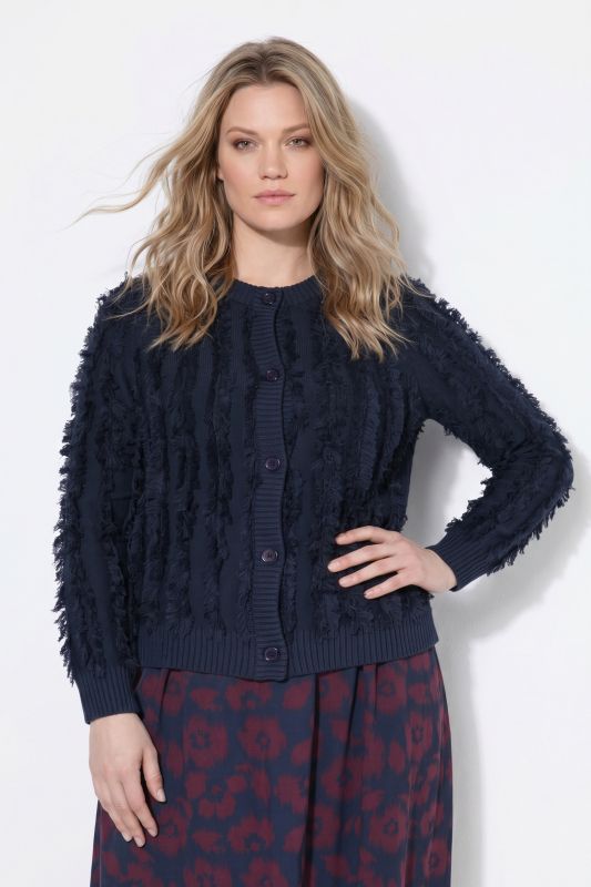 Eyelash Striped Button-Down Cardigan