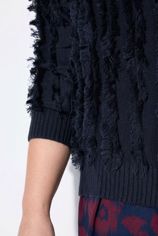 Eyelash Striped Button-Down Cardigan