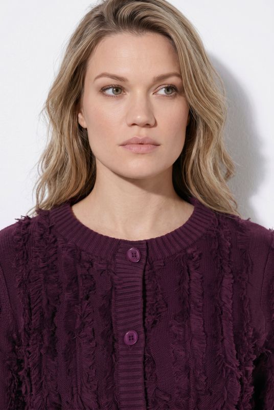 Eyelash Striped Button-Down Cardigan