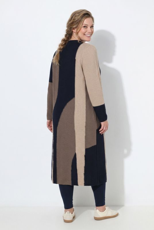Eco Cotton Extra Long Colorblock Cardigan
