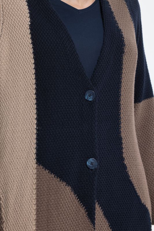 Eco Cotton Extra Long Colorblock Cardigan