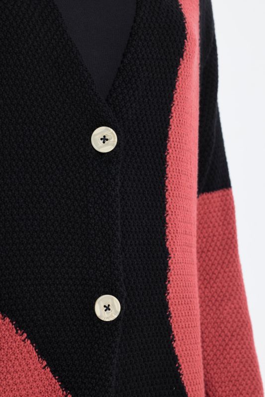 Eco Cotton Extra Long Colorblock Cardigan