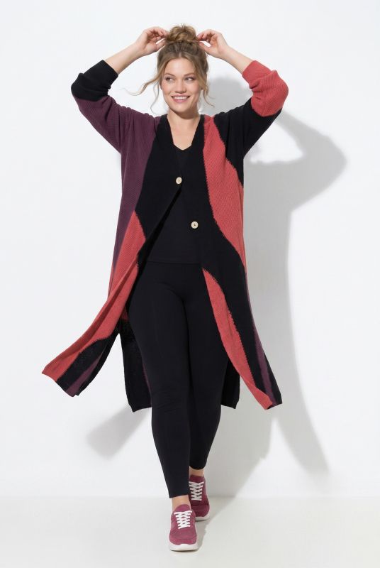 Eco Cotton Extra Long Colorblock Cardigan