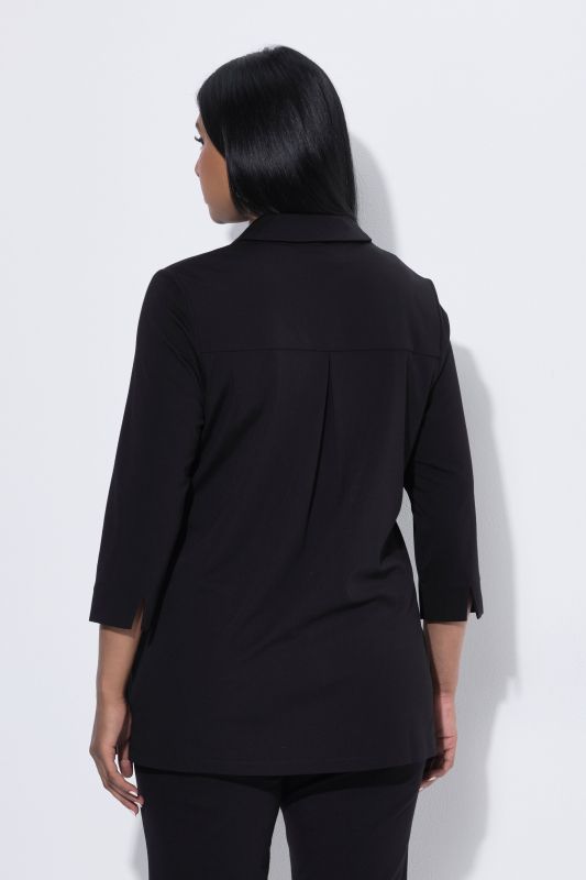 Swarovski Zipper 3/4 Sleeve Punto T-Shirt Blouse