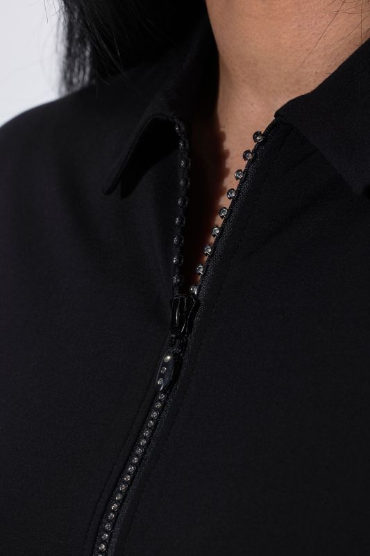Swarovski Zipper 3/4 Sleeve Punto T-Shirt Blouse