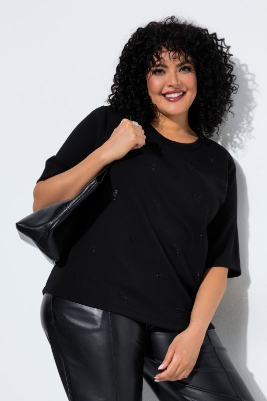 Tonal Rhinestone MV Short Sleeve Sweatshirt