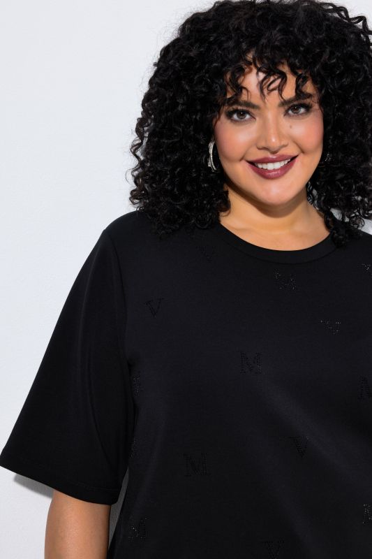 Tonal Rhinestone MV Short Sleeve Sweatshirt