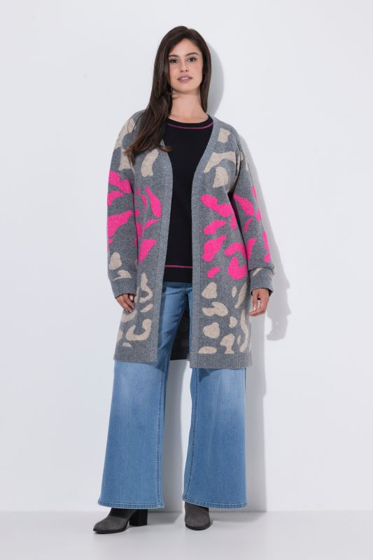 Neon Stripe Leopard Print Longline Cardigan