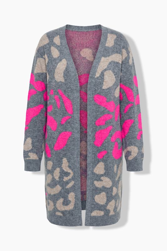 Neon Stripe Leopard Print Longline Cardigan