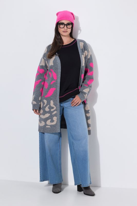 Neon Stripe Leopard Print Longline Cardigan