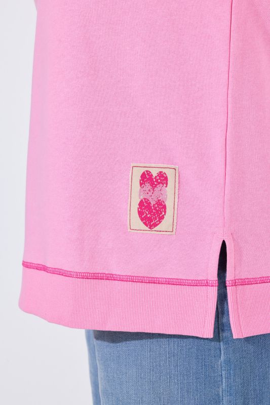 Pink Stitching Dropped Shoulder Sweatshirt