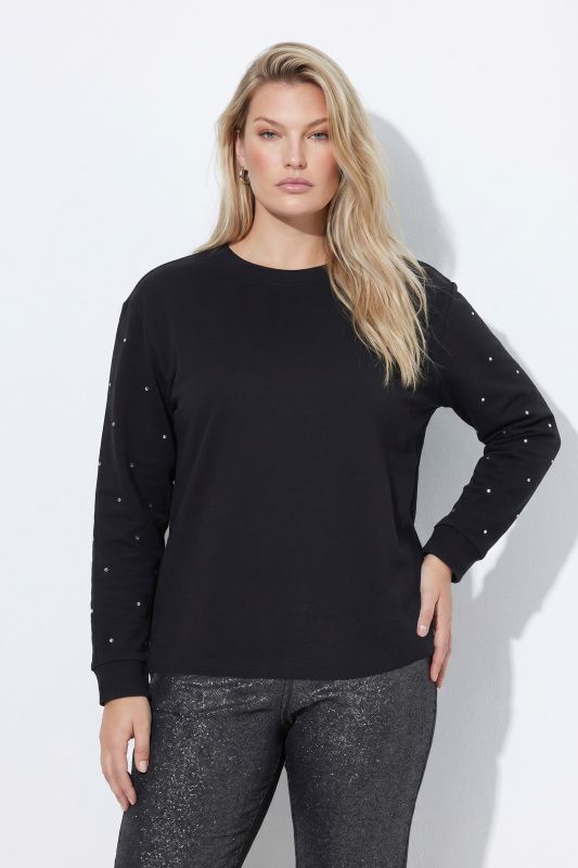Rhinestone Dotted Relaxed Fit Sweatshirt