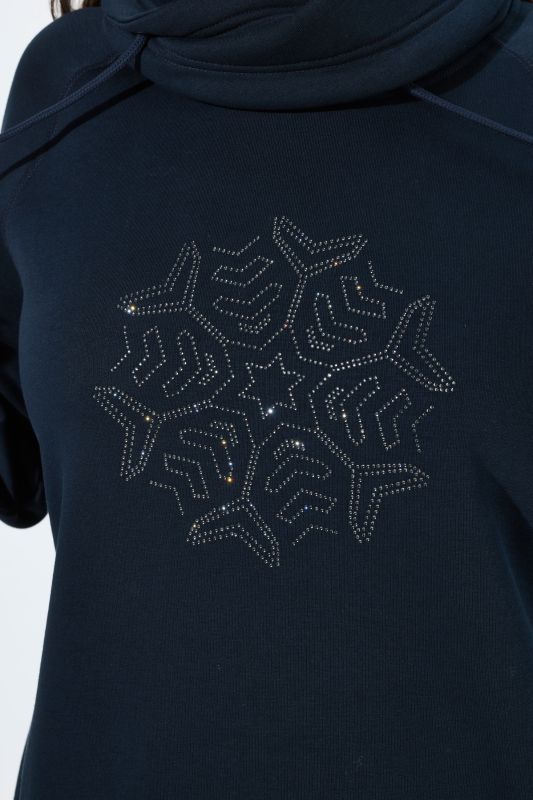 Rhinestone Snowflake Drawstring Turtleneck Sweatshirt