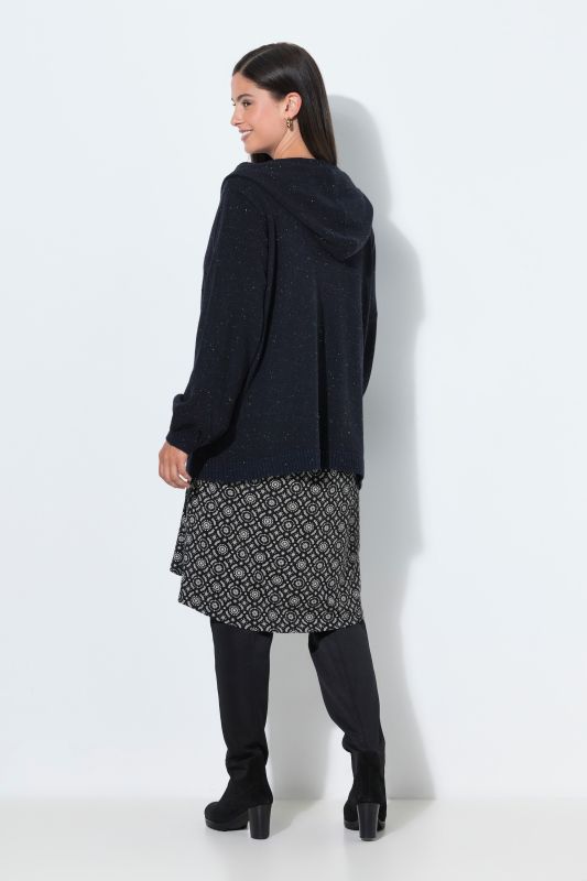 Melange Knit Hooded Cardigan