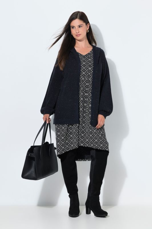 Melange Knit Hooded Cardigan