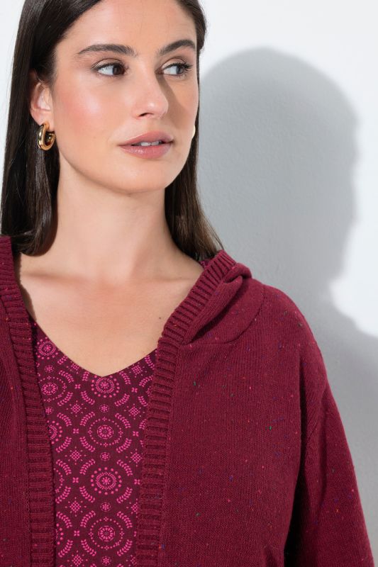 Melange Knit Hooded Cardigan