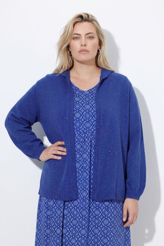 Melange Knit Hooded Cardigan