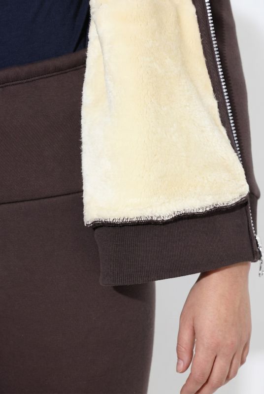 Faux Fur-Lined Zip-Up Hoodie