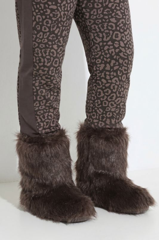 Faux Fur-Lined Allover Print Onesie Pajamas