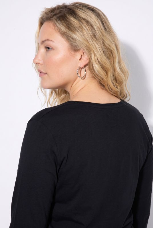 V-Neck Long Sleeve Basic Cotton Tee