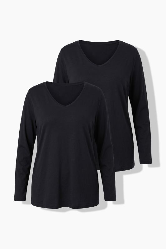 V-Neck Long Sleeve Basic Cotton Tee