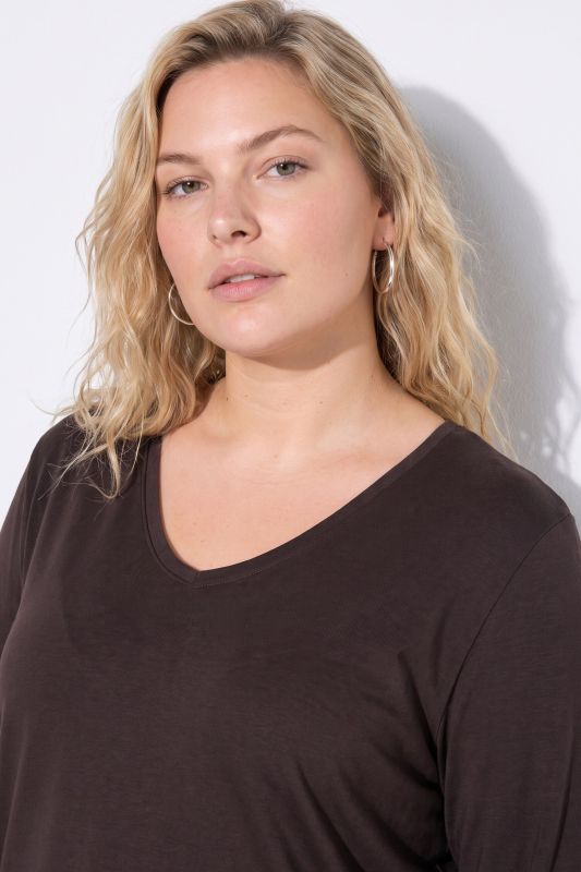 V-Neck Long Sleeve Basic Cotton Tee