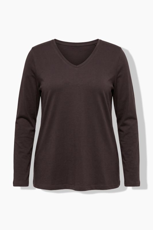 V-Neck Long Sleeve Basic Cotton Tee