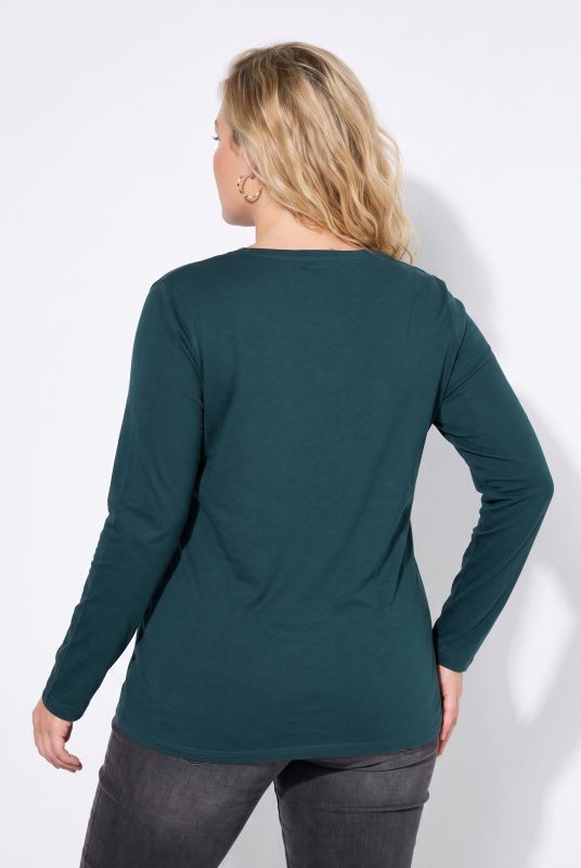V-Neck Long Sleeve Basic Cotton Tee