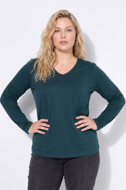 V-Neck Long Sleeve Basic Cotton Tee