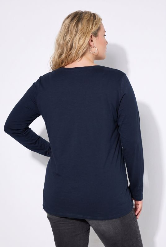 V-Neck Long Sleeve Basic Cotton Tee
