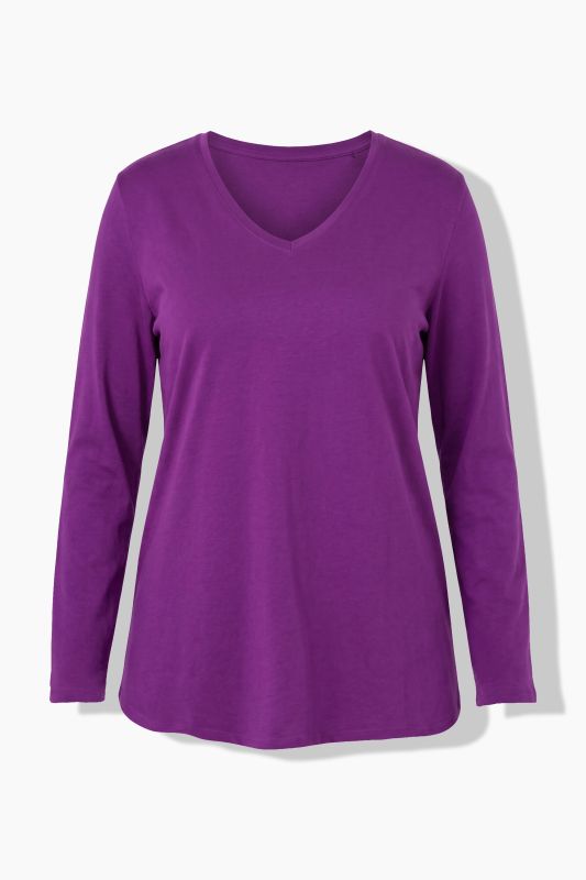 V-Neck Long Sleeve Basic Cotton Tee