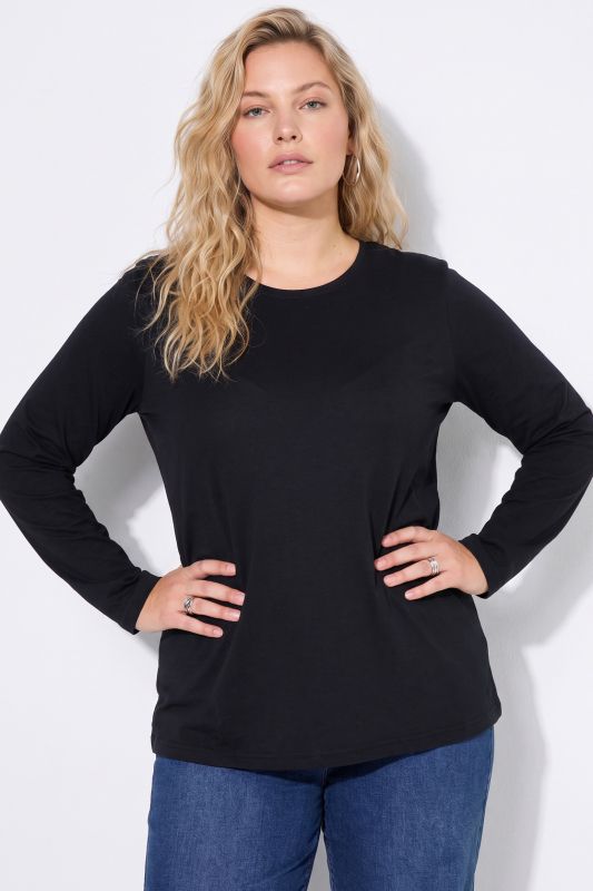 2 Pack Round Neck Cotton Long Sleeve Relaxed Fit Tees